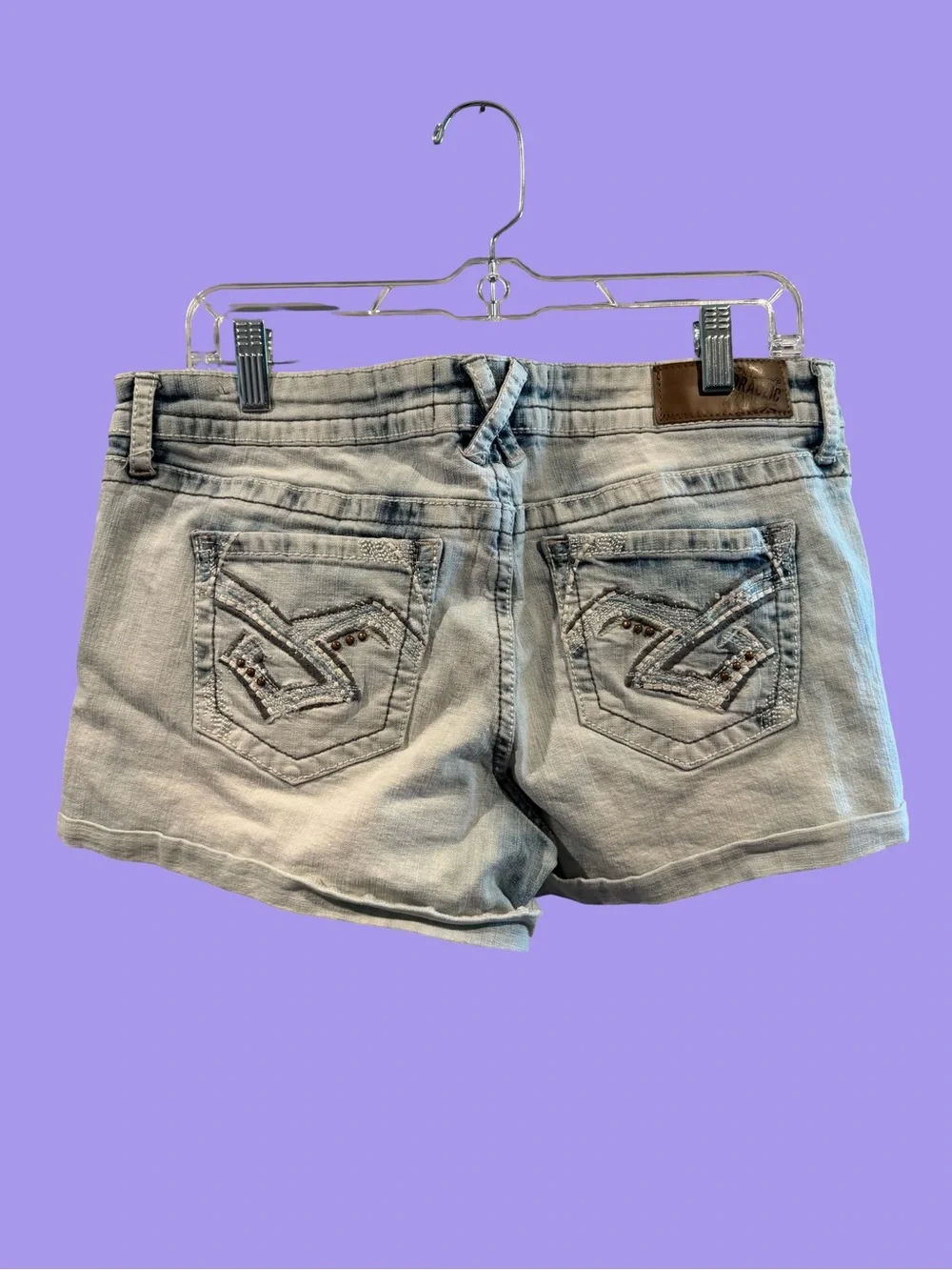 Hydraulic Light Blue Distressed Denim Shorts